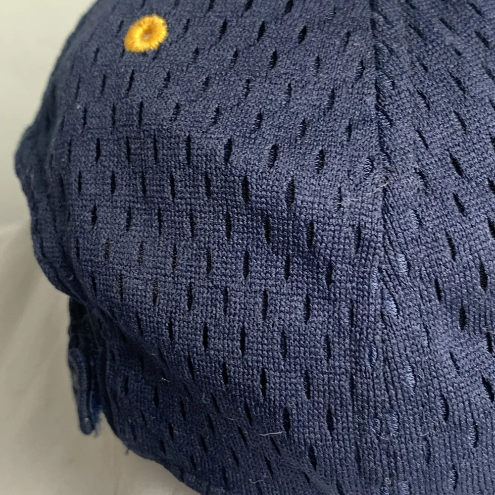 Adidas Navy Blue Yellow Embroidered Logo Mesh Baseball Cap Hat Adjustable